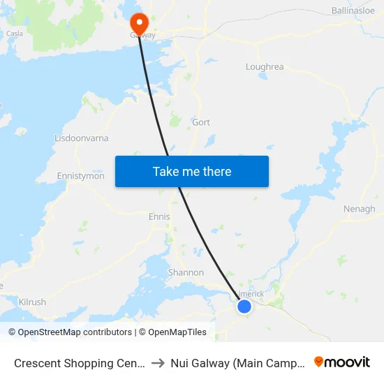 Crescent Shopping Centre to Nui Galway (Main Campus) map