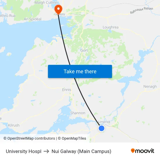 University Hospl to Nui Galway (Main Campus) map