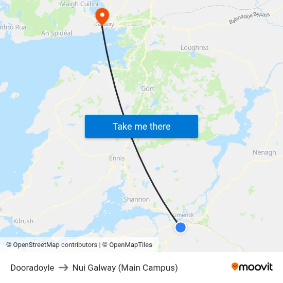 Dooradoyle to Nui Galway (Main Campus) map