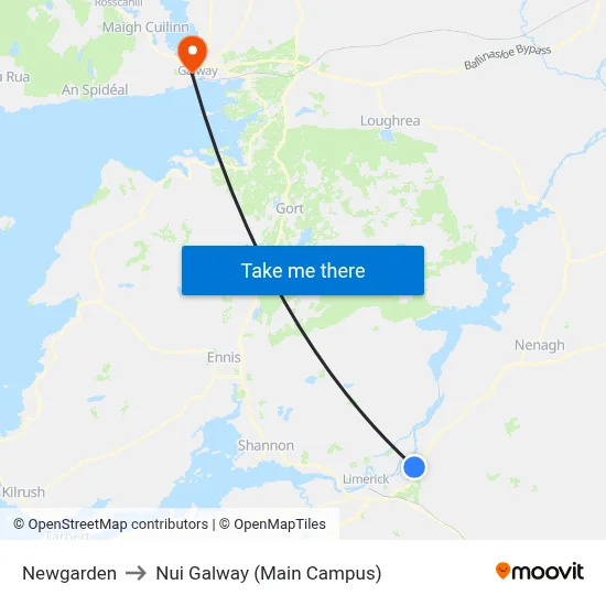 Newgarden to Nui Galway (Main Campus) map