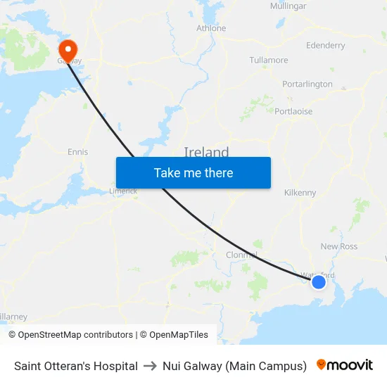 Saint Otteran's Hospital to Nui Galway (Main Campus) map