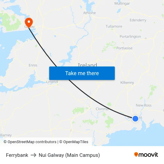 Ferrybank to Nui Galway (Main Campus) map