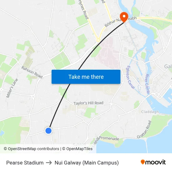 Pearse Stadium to Nui Galway (Main Campus) map
