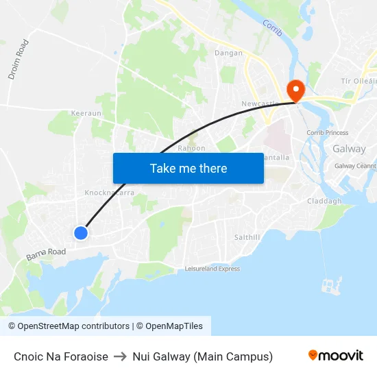 Cnoic Na Foraoise to Nui Galway (Main Campus) map