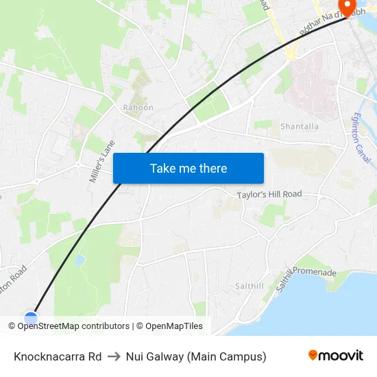 Knocknacarra Rd to Nui Galway (Main Campus) map