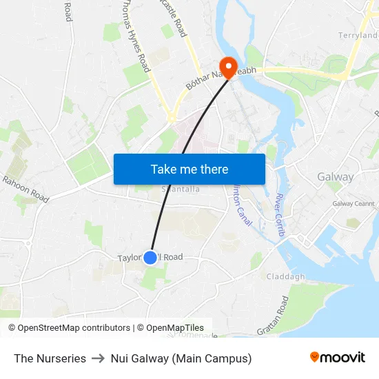 The Nurseries to Nui Galway (Main Campus) map