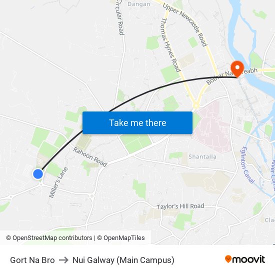 Gort Na Bro to Nui Galway (Main Campus) map