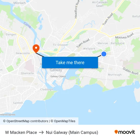 W Macken Place to Nui Galway (Main Campus) map