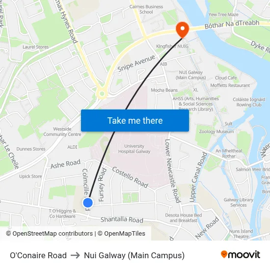 O'Conaire Road to Nui Galway (Main Campus) map