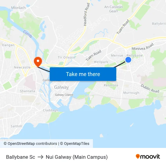 Ballybane Sc to Nui Galway (Main Campus) map