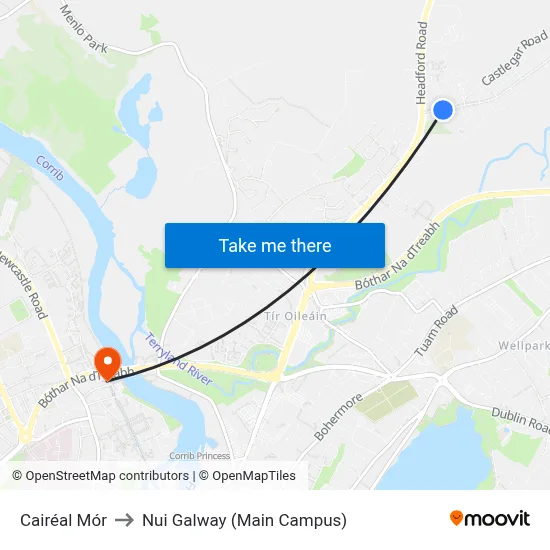 Cairéal Mór to Nui Galway (Main Campus) map