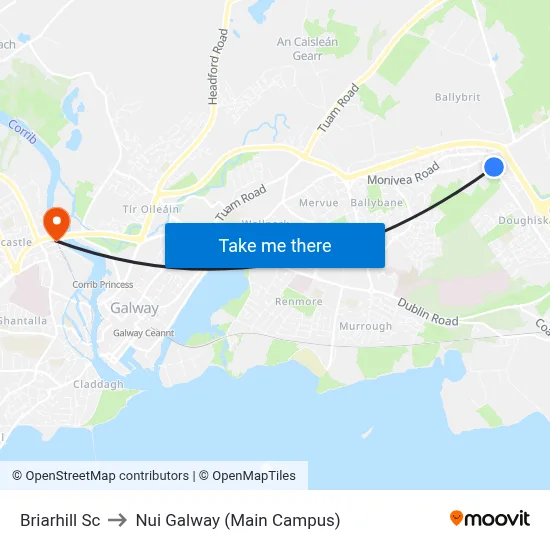 Briarhill Sc to Nui Galway (Main Campus) map