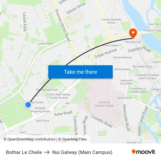 Bothar Le Cheile to Nui Galway (Main Campus) map