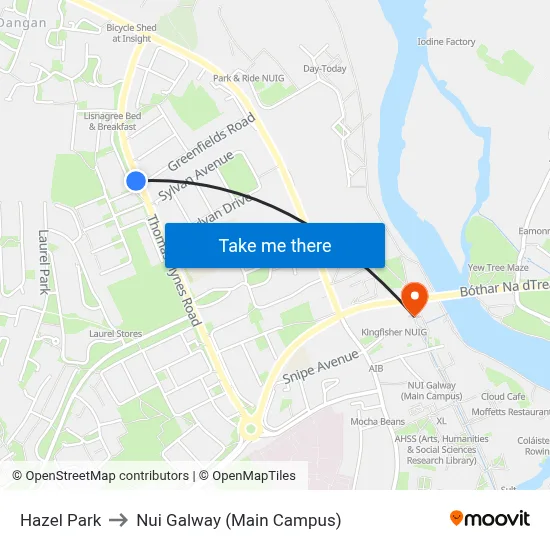 Hazel Park to Nui Galway (Main Campus) map