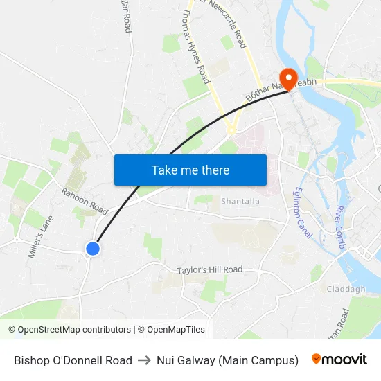 Bishop O'Donnell Road to Nui Galway (Main Campus) map