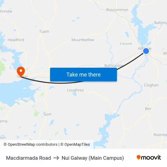 Macdiarmada Road to Nui Galway (Main Campus) map