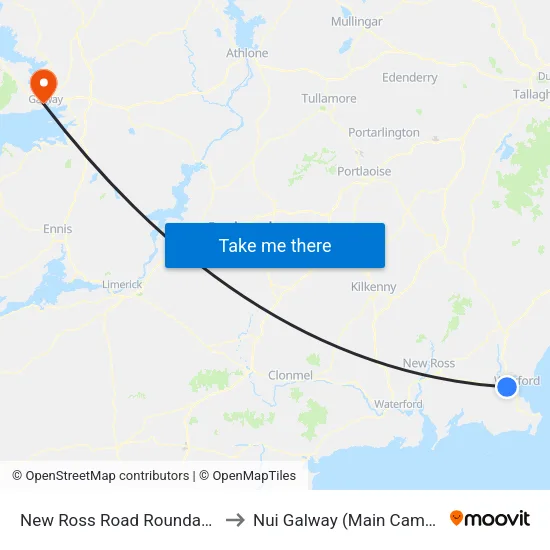 New Ross Road Roundabout to Nui Galway (Main Campus) map