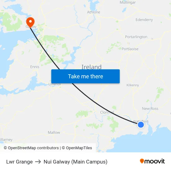 Lwr Grange to Nui Galway (Main Campus) map