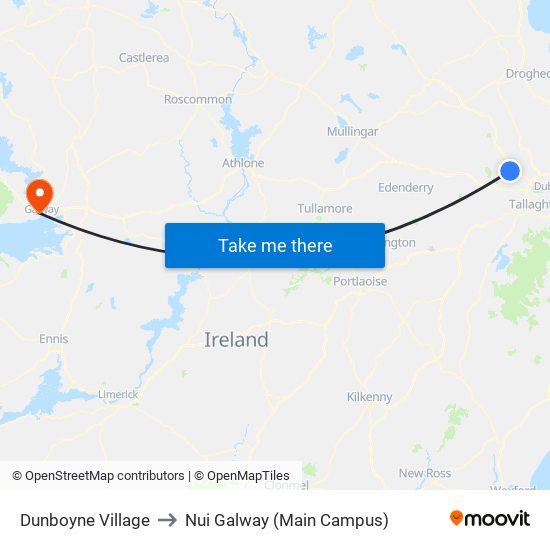 Dunboyne Village to Nui Galway (Main Campus) map