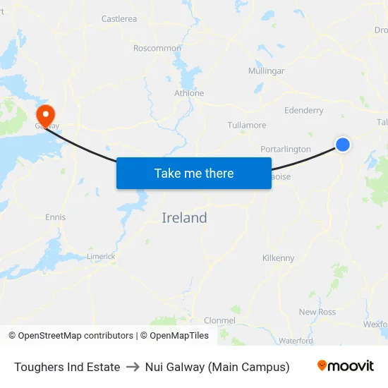 Toughers Ind Estate to Nui Galway (Main Campus) map