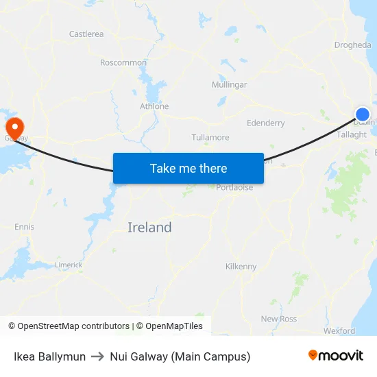 Ikea Ballymun to Nui Galway (Main Campus) map