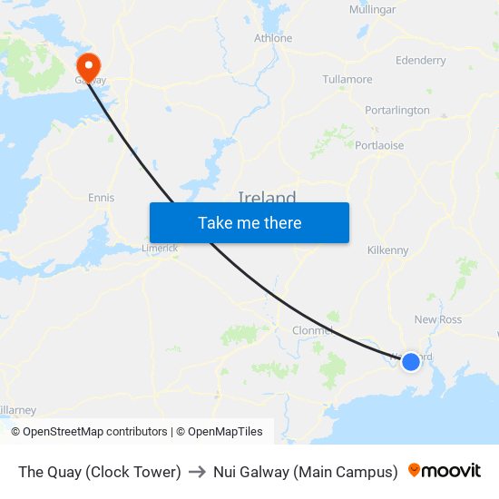 The Quay (Clock Tower) to Nui Galway (Main Campus) map