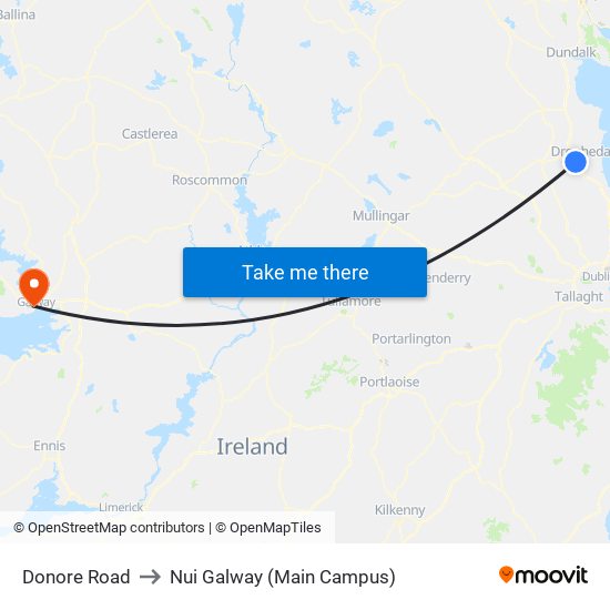 Donore Road to Nui Galway (Main Campus) map