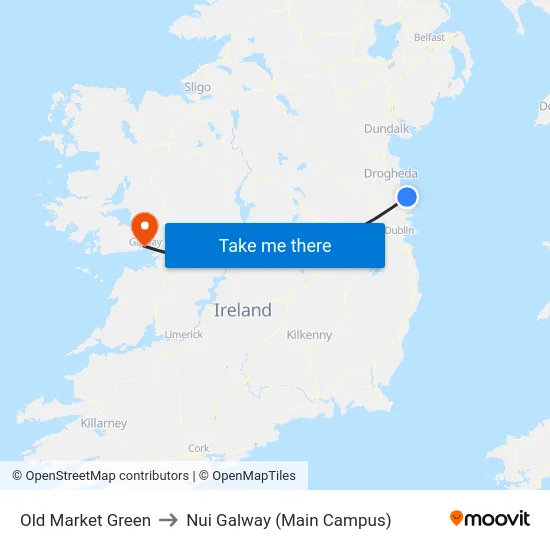 Old Market Green to Nui Galway (Main Campus) map