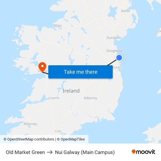 Old Market Green to Nui Galway (Main Campus) map