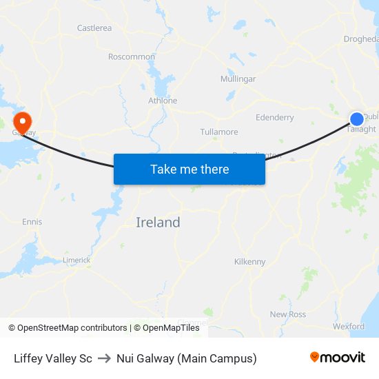 Liffey Valley Sc to Nui Galway (Main Campus) map