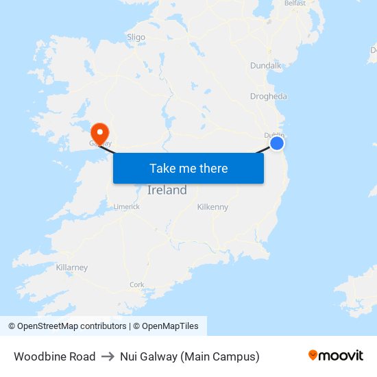 Woodbine Road to Nui Galway (Main Campus) map