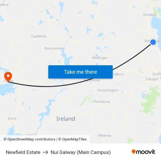 Newfield Estate to Nui Galway (Main Campus) map