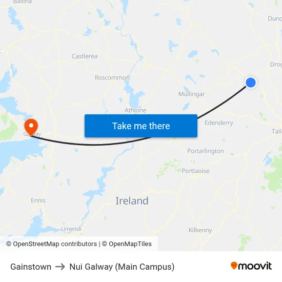 Gainstown to Nui Galway (Main Campus) map