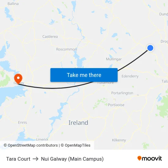 Tara Court to Nui Galway (Main Campus) map