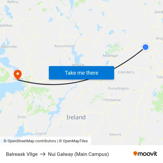 Balreask Vllge to Nui Galway (Main Campus) map
