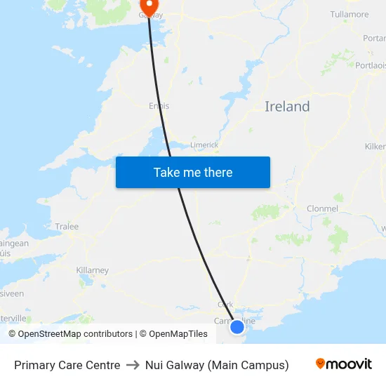 Primary Care Centre to Nui Galway (Main Campus) map