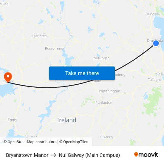 Bryanstown Manor to Nui Galway (Main Campus) map