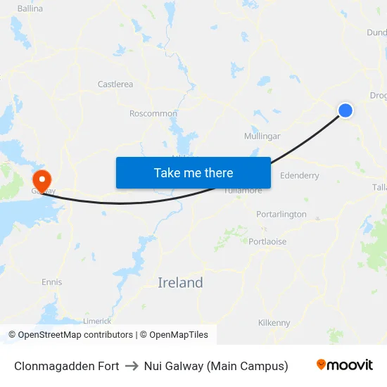 Clonmagadden Fort to Nui Galway (Main Campus) map