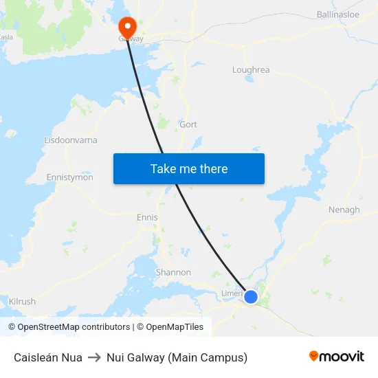 Caisleán Nua to Nui Galway (Main Campus) map
