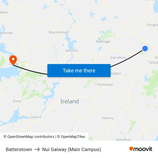 Batterstown to Nui Galway (Main Campus) map
