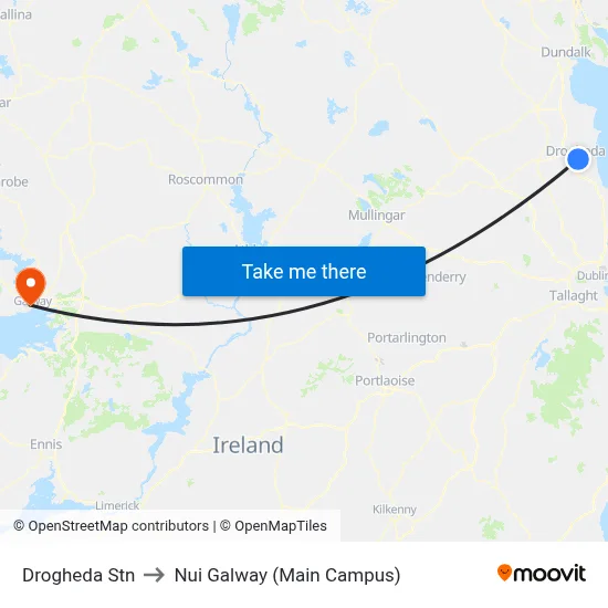 Drogheda Stn to Nui Galway (Main Campus) map