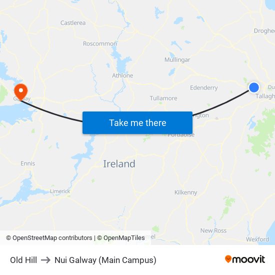 Old Hill to Nui Galway (Main Campus) map