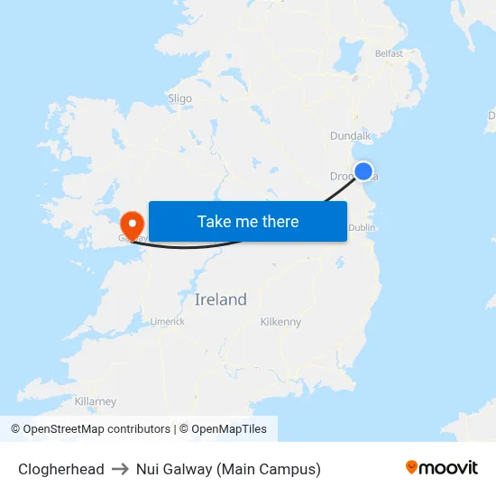 Clogherhead to Nui Galway (Main Campus) map