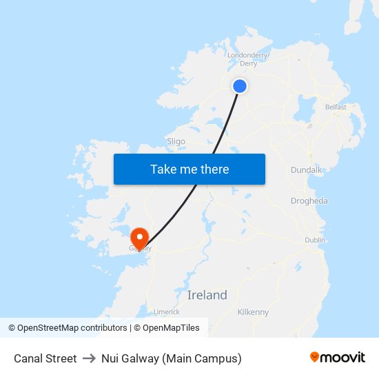 Canal Street to Nui Galway (Main Campus) map