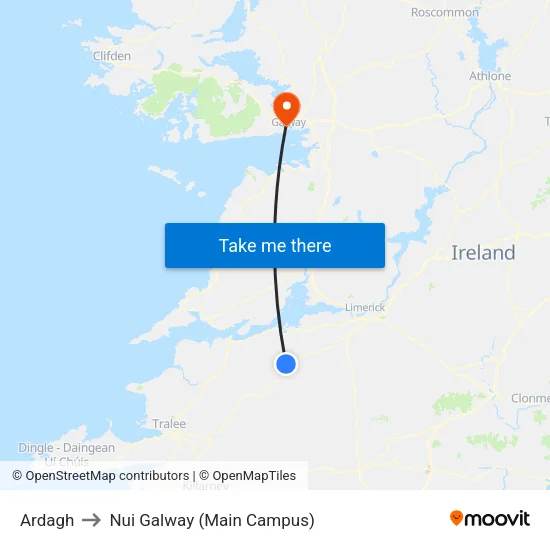 Ardagh to Nui Galway (Main Campus) map