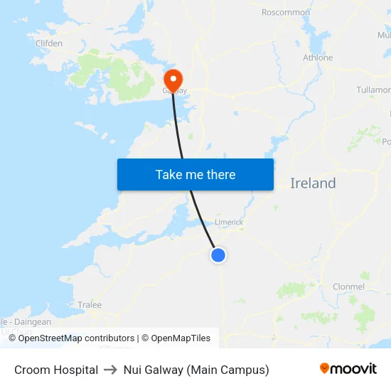 Croom Hospital to Nui Galway (Main Campus) map