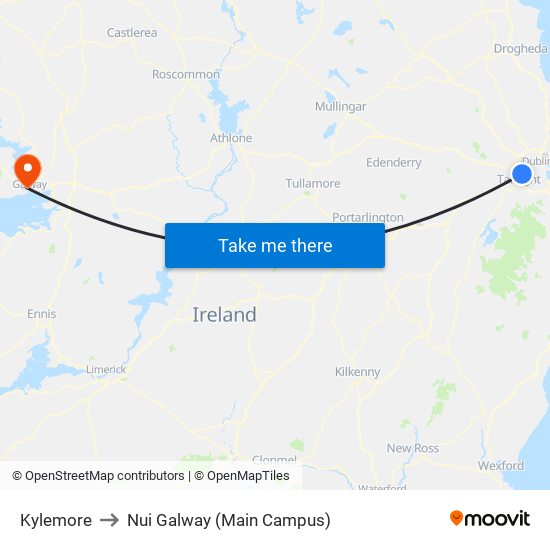Kylemore to Nui Galway (Main Campus) map