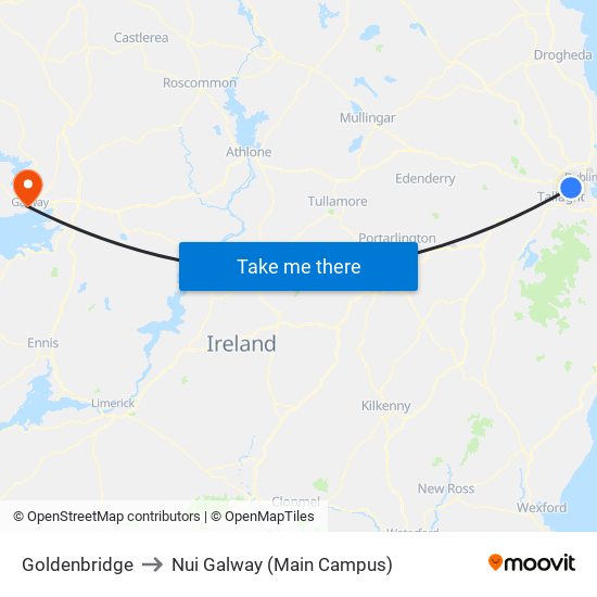 Goldenbridge to Nui Galway (Main Campus) map