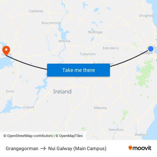 Grangegorman to Nui Galway (Main Campus) map