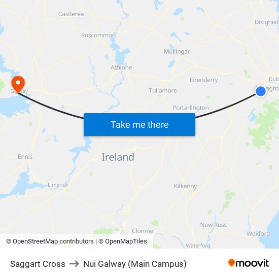 Saggart Cross to Nui Galway (Main Campus) map